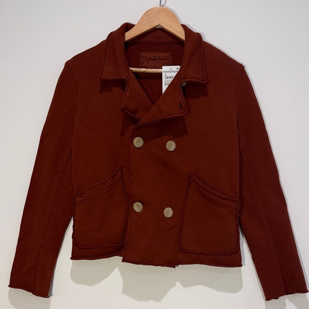 Frank & Eileen Mini Belfast Cropped Peacoat Triple Fleece Jacket Burgundy Spice